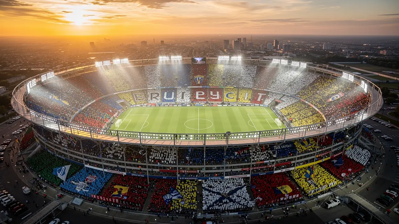 Futbol stadyumu günbatımı